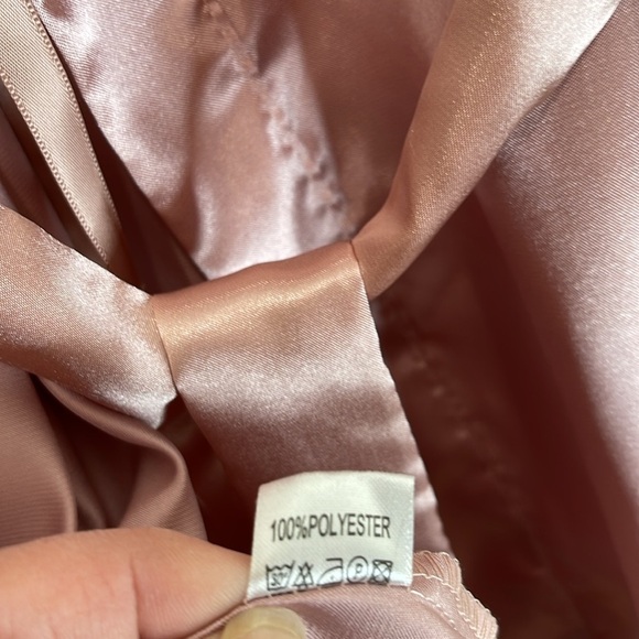 Maid Of Honour Elegant Satin Robe Dusty Rose Pink Kimono Wrap Tie Belt Size L - Picture 10 of 12